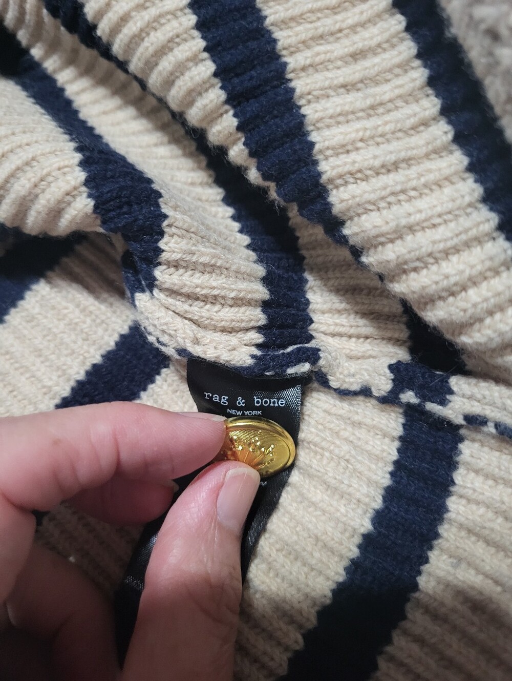 NWOT Rag & Bone Nancy Stripe Merino Wool Blend Cardigan - Picture 6 of 6